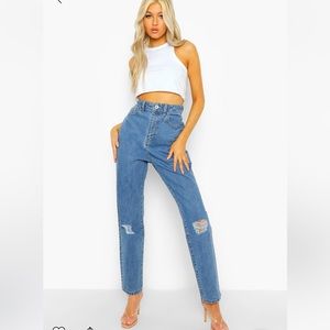 TALL classic high rise distressed mom jean